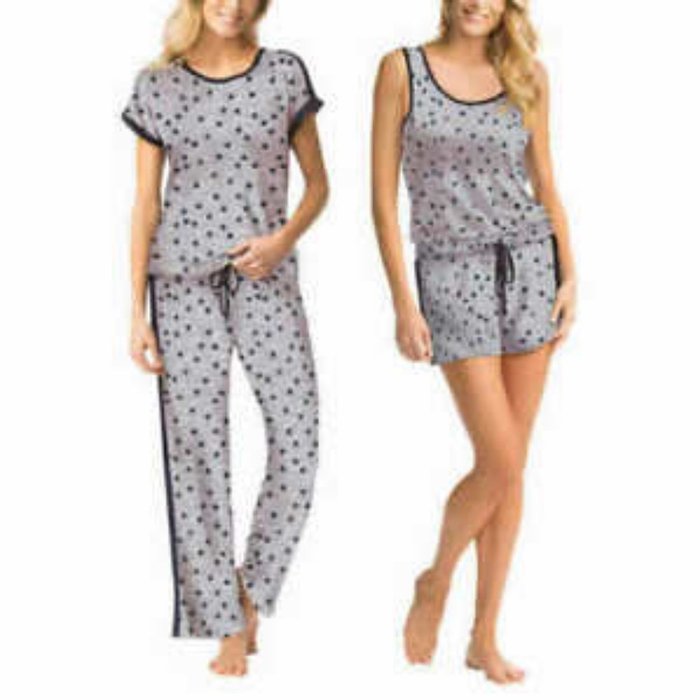NEW LUCKY BRAND Grey Stars 4 Piece Pajama Set